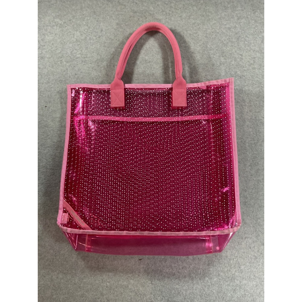 Coccinelle Pink Transparent Bubble PVC Tote Bag Y2K Beach Shopper B1